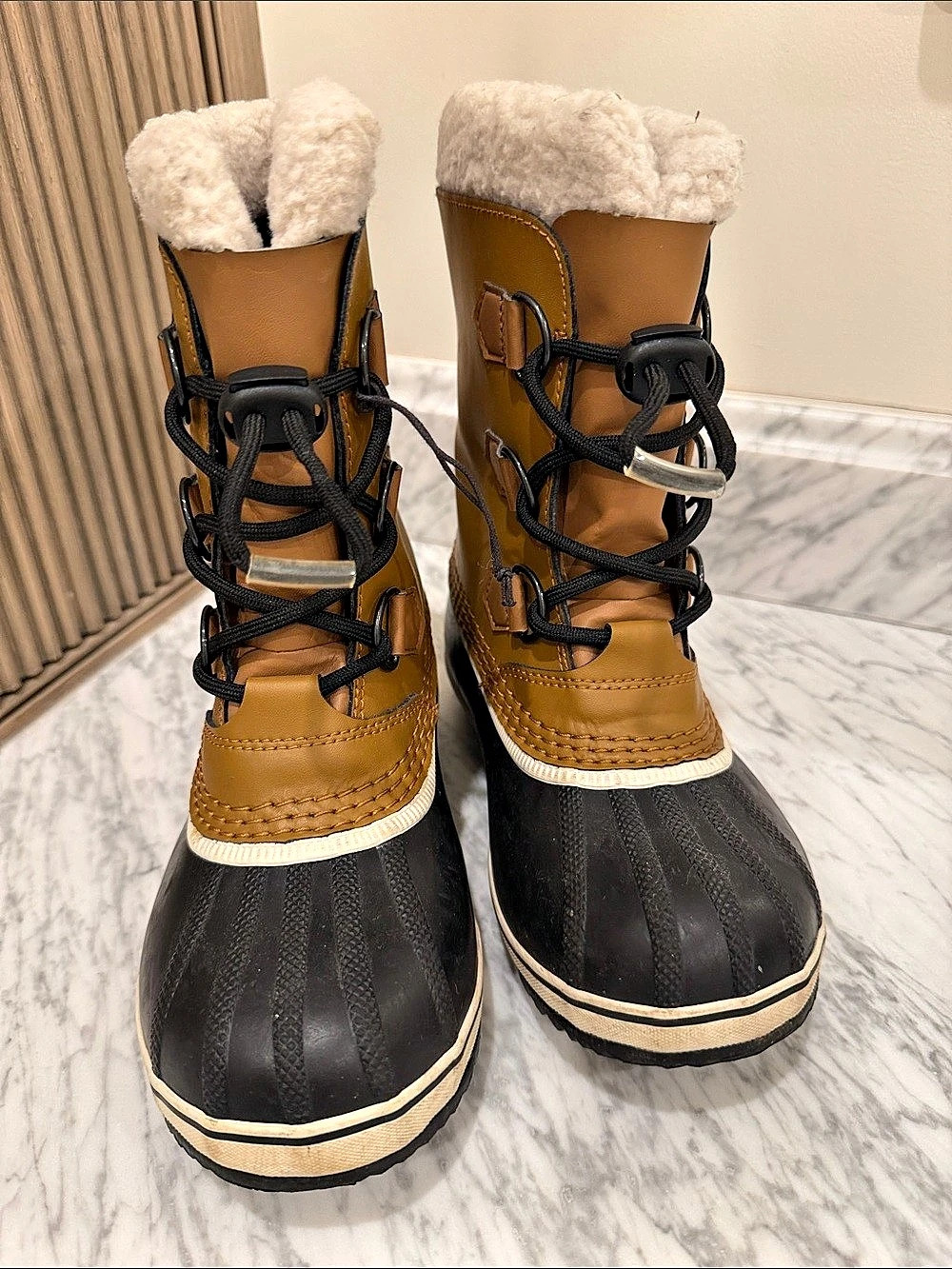 Kids SOREL Yoot Pac Nylon Waterproof Snow Boot Brown & Black size 2